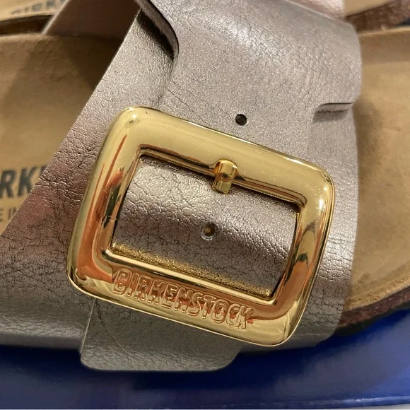 Birkenstock Bronze Sandals with Gold Buckle - Picture 3 of 6